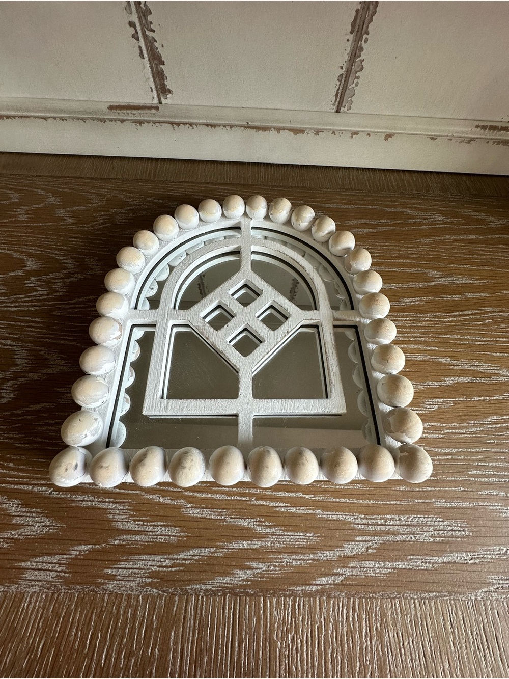 Hobby Lobby White Beaded Arch Mirror Accent